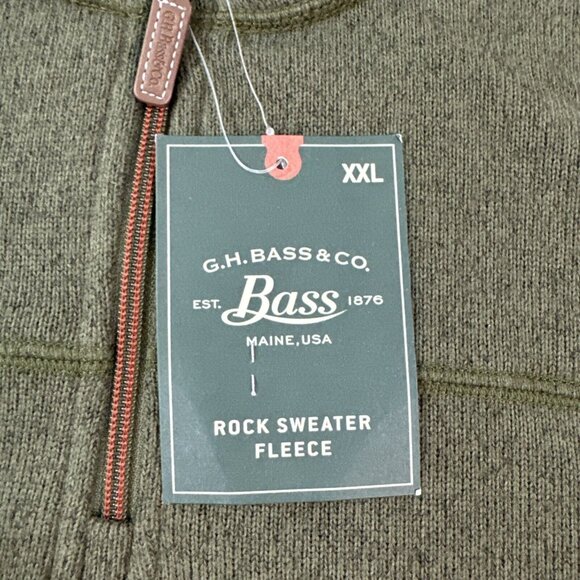 GH Bass & Co Sweater Mens XL Green 1/4 Zip Shirt Fleece Lined Textured NWT - Picture 3 of 13